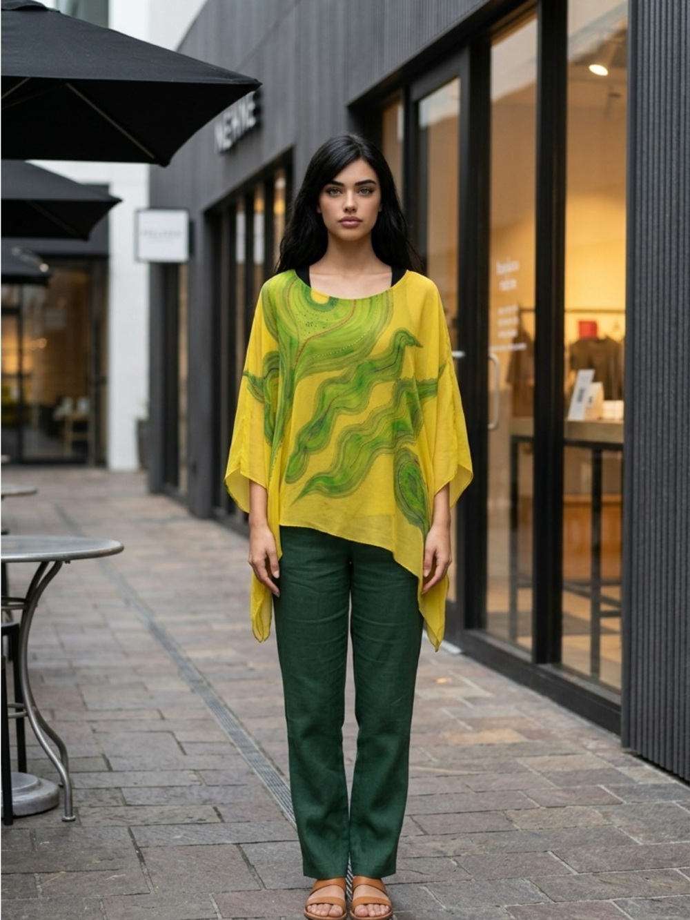 Yellow Green Printed Tunic Top - Women